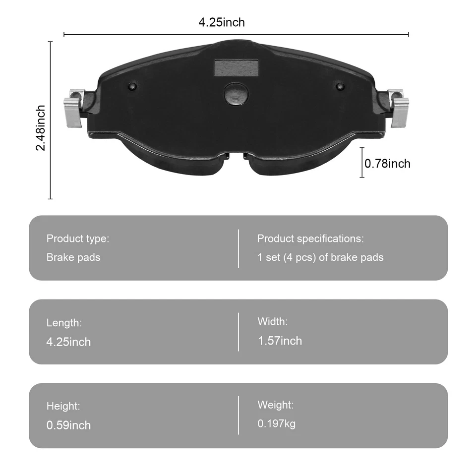 Керамические передние и задние тормозные колодки для Volkswagen E-Golf Jett Taos 1,5 л 2015-2021 годов выпуска - Изображение 3 из 4