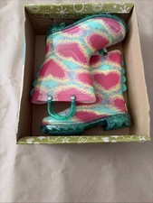 Western Chief Toddler Tie-Dye Hearts Glitter Rain light Up Boots Size 10 NIB