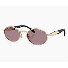 PRADA PR 65ZS ZVN20I Pale Gold Light Purple Brown Lenses Sunglasses