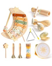 Baby Musical Instruments Set, 11 PCS Wooden Toddler Musical Toys with Xylopho...
