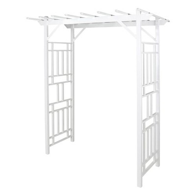 Dura-Trel Wellington Arbor 72'' x 85'' Outdoor Garden Arch Lattice Trellis, White