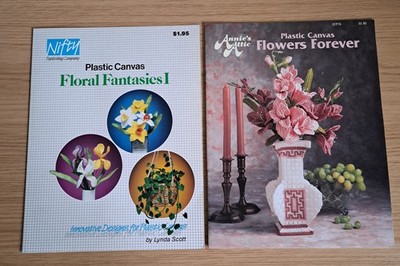 Kunststoff Leinwand Muster Hefte x 2 Blumen, Basteln, Handarbeit