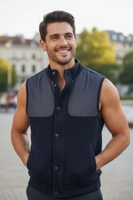 Armani Exchange A X Men's Vest Size S Black Sherpa Lined Zip Up Nylon Trim
