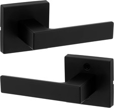 Kwikset Singapore Square Matte Black Hall/Closet Door Handle with Microban