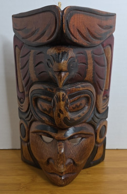 Hand Carved Mask Sculpture 10 in Ancient Culture Folk Wall Art Mask Mayan