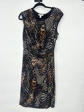 Dressbarn Slinky Animal Print Sheath Knee Dress Size 12 Office Career Modern