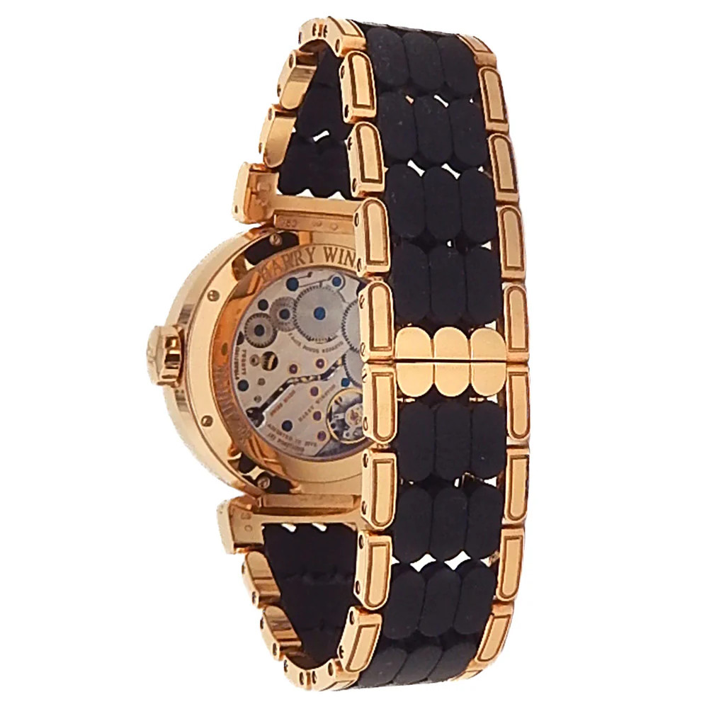 Harry Winston Premier Excenter Time Zone 18k Rose Gold Blue Watch