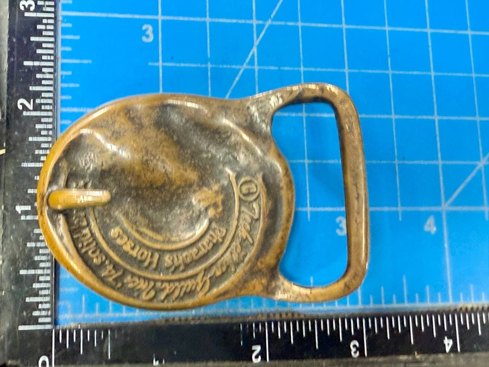 Pharaoh's Horses 1974 latón macizo Tech Etch Guild, Inc. hebilla de cinturón ojos con joyas Foto 4 de 4