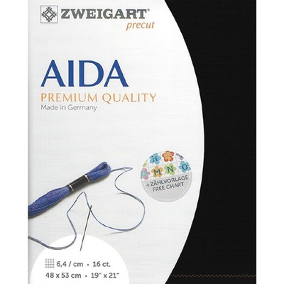 AIDA Zweigart Precute 16 ct. Aida 3251 color 720 black, fabric for cross stitch