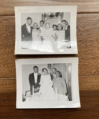 Young African American Couples Wedding Day Mid Century 2 Vintage Photo