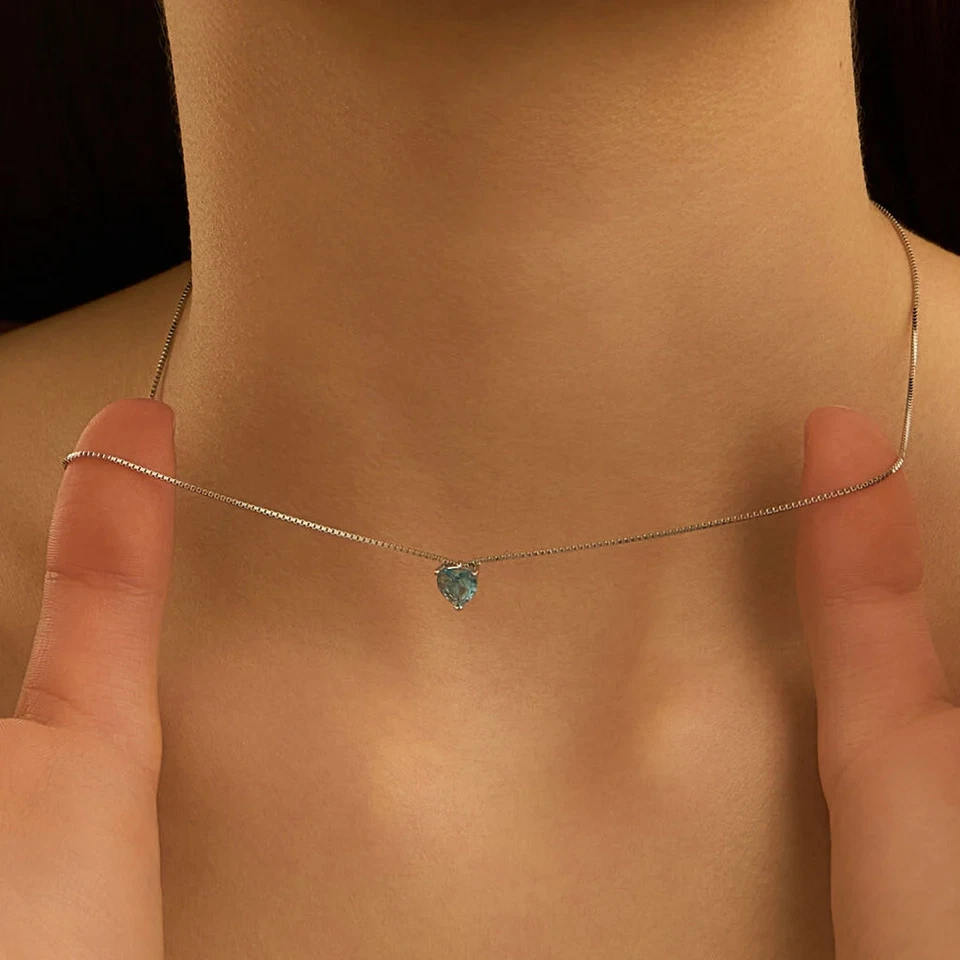 Collana Stroili Argento 925 punto luce a Cuore azzurro 1691315 - Immagine 2 di 4