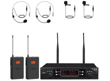 Micrófono lavalier inalámbrico UHF dual, 20...