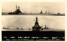 The Fleet At Spithead & Illuminated 1924 Portsmouth Hampshire Vintage Postcard