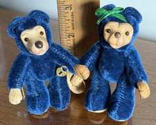 Lot 2 MINIATURE RAIKES TEDDY BEARS 3-4 Peter wife Set Tagged Cute LOOK