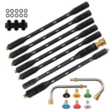 15" Extension Wand for Power Washer w/ Curved Poles 6 Nozzles 4000PSI Gutter