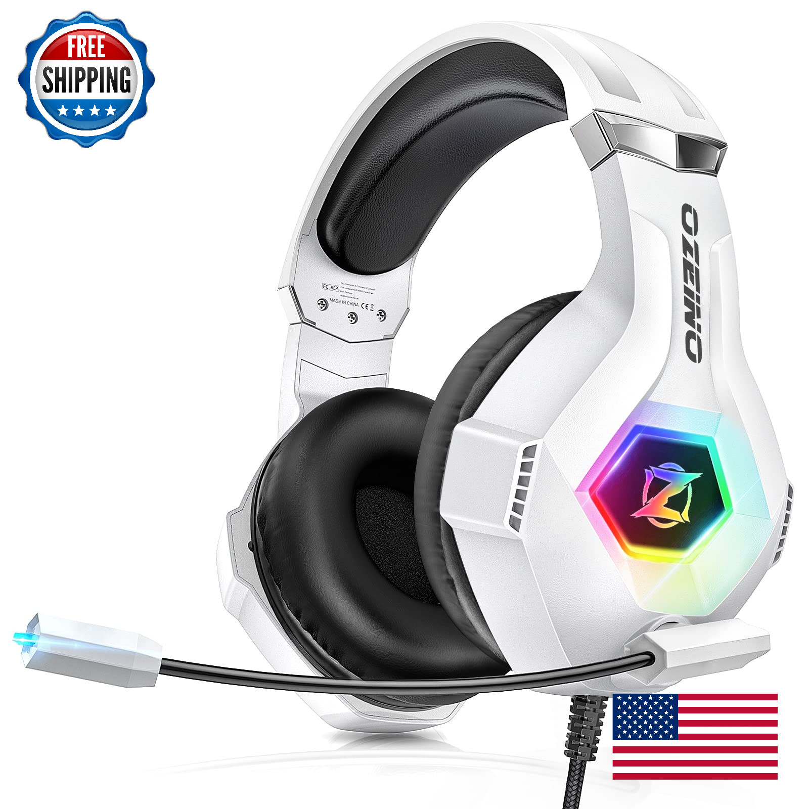 Ozeino Gaming Headset 7.1 Surround Sound, Noise Cancelling Mic for PC PS4 PS5 Xb