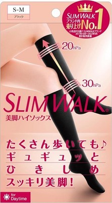 Slim Walk Compression High Socks S-M Black Arch Support Daytime Leg Care