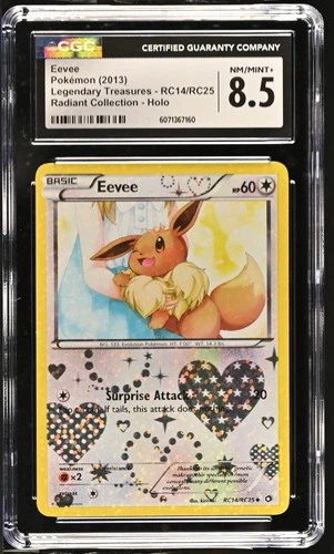 CGC 8.5 Eevee Legendary Treasures RC14/RC25 Radiant Collection Holo Pokemon Card