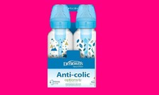 Dr. Brown's Natural Flow Anti-Colic Options Narrow Baby Bottle, 8 oz/250 mL 4pc