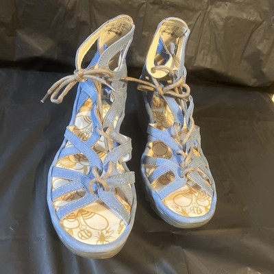 Fly London Yuke Strappy Wedge Sandals - Women's Size EU 38 / US 7-7.5 - Blue