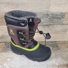 Kamik Luke 3 Kids Mid-Calf Winter Boot Sz 13 Charcoal Leather Waterproof Lace Up