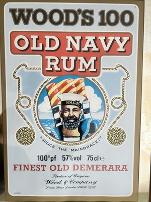 Woods 100 Old Navy Rum Mirror Finest Old Demerara 100o Proof 57% Vol 75cl Rare
