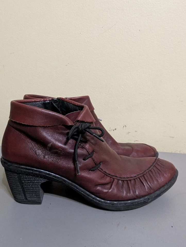 Rieker Anti Stress Rebecca Size EU 40 (US 8.5) Side Zip Ankle Heel Boots, Red. - Image 2 of 4