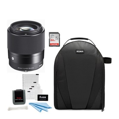 Sigma 30mm F1.4 DC DN Contemporary Lens Nikon Z Mount Camera Bag Bundle