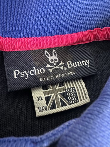 Psycho Bunny Polo Shirt Youth Boys Size 18/20 XL Blue Logo Pima Cotton Peru - Picture 3 of 7
