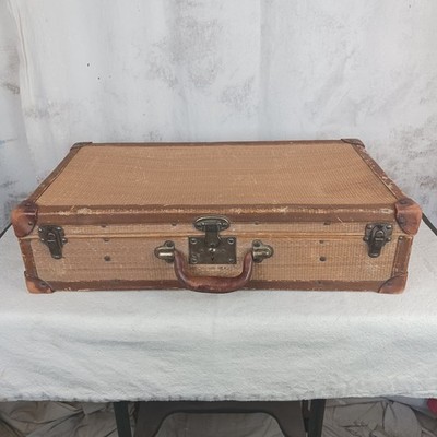 Antique 1800's Wicker And Leather Suitcase | eBay