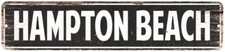 Hampton Beach Vintage Look Personalized Metal Sign Chic 4x18 104180008207
