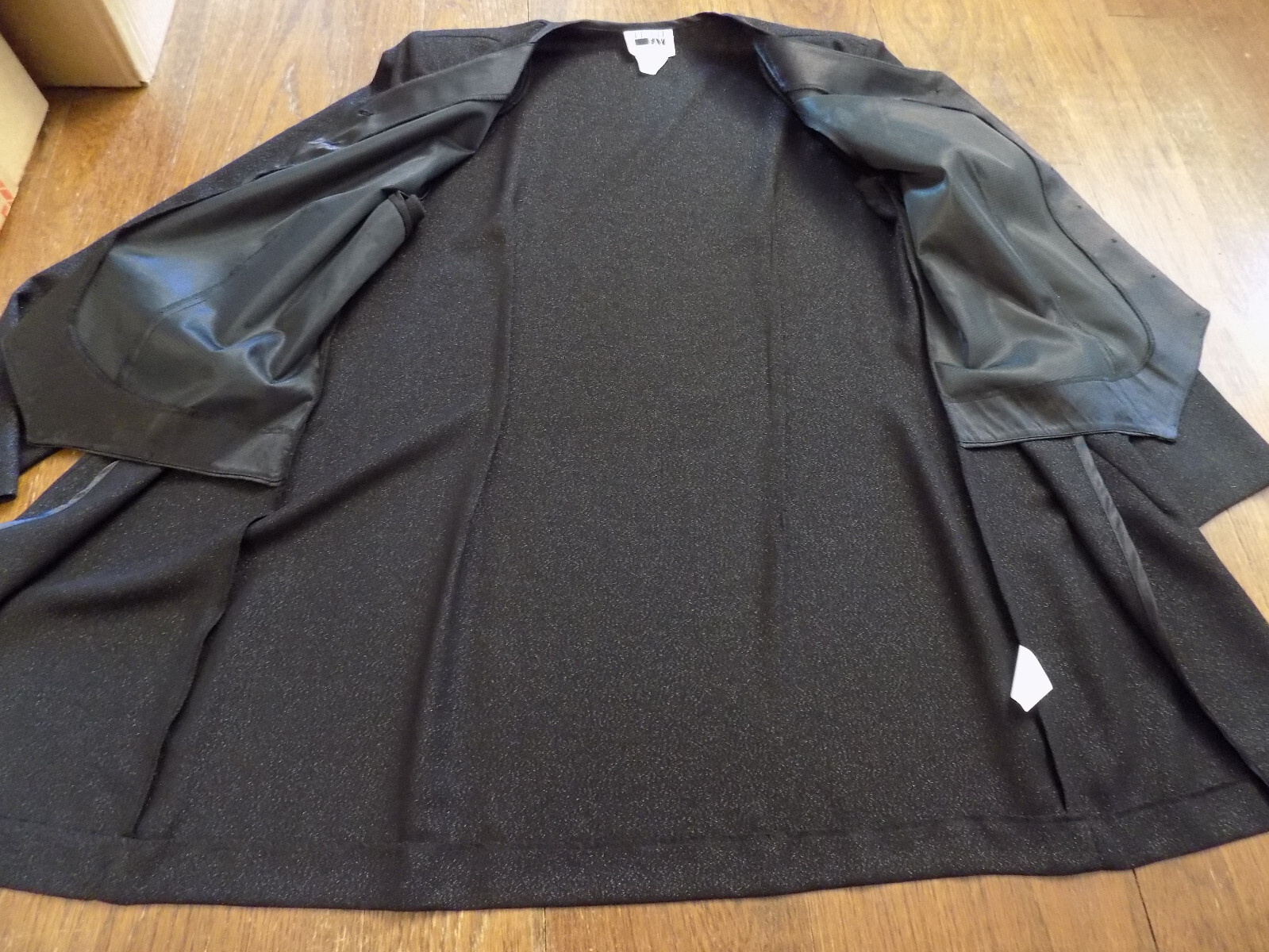 Leslie Fay Dresses Vtg built in Satin Vest in Sparkle Black Jacket Blazer 12 USA