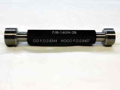 NEW 7/8 16 UN 2B THREAD PLUG GAGE .875 GO NO GO P.D.'S = .8344 & .8407 QUALITY