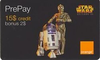 Rumänien Orange Handy Nachfüllpackung Telefonkarten Filme 2008 Star Wars - R2-D2 & C-3PO