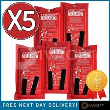 5 x FIRE BLANKETS QUICK RELEASE LARGE HOME OFFICE KITCHEN SAFETY FIRE BLANKET