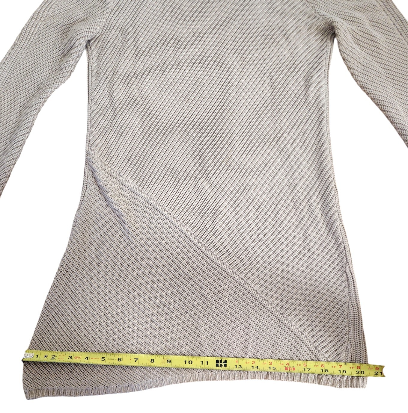 Tory Burch Brodie Tunic Mini Dress Sweater Turtleneck Beige Knit Gold Buttons S thumbnail 13