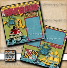 MARYLAND  vacation travel 12x12 Printed 2 Premade Scrapbook Pages paper A0481