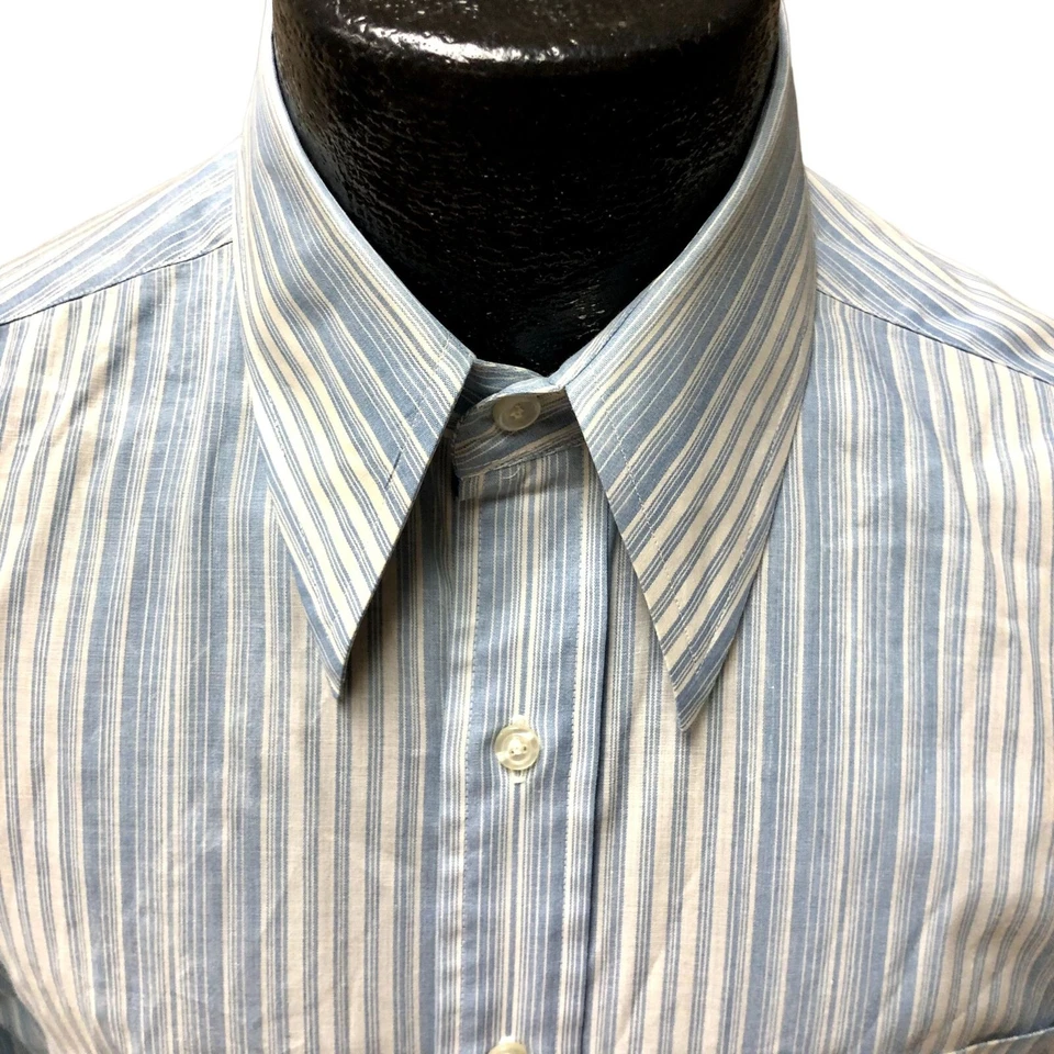 Camisa Hathaway Broadstreets Azul Blanco RAYAS TIZA MoD Disco PUÑO FRANCÉS 15 1/2 Foto 3 de 4