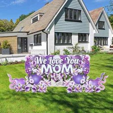 Mother's Day Oversized EZ Yard Cards We Love You Mom Yard Sign, Purple