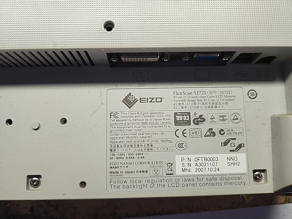 EIZO FlexScan S1721 17" LED LCD MONITOR with Warranty & Free Shipping - Image 4 of 4