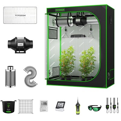 VIVOSUN 4x2ft Complete Grow Tent System 4'' Inline Duct Fan VS2000 LED Grow Light