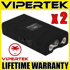 (2) VIPERTEK BLACK VTS-880 Mini Stun Gun Self Defense Wholesale Lot