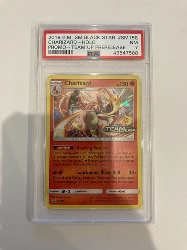 PSA 7 Near Mint Holo Team Up Prerelease Charizard - SM158