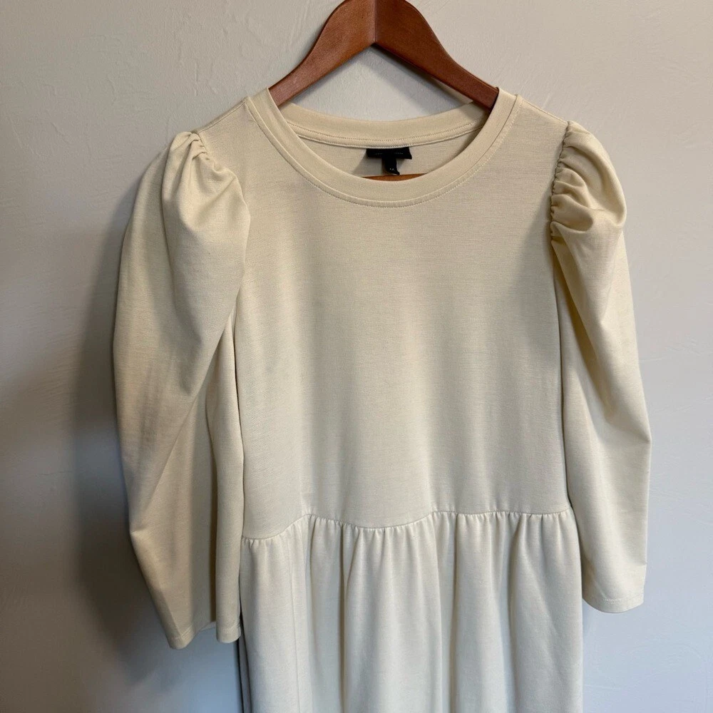 OFF WHITE Abito midi Who What Wear bianco sporco a strati manica a sbuffo neutro nucleo insegnante