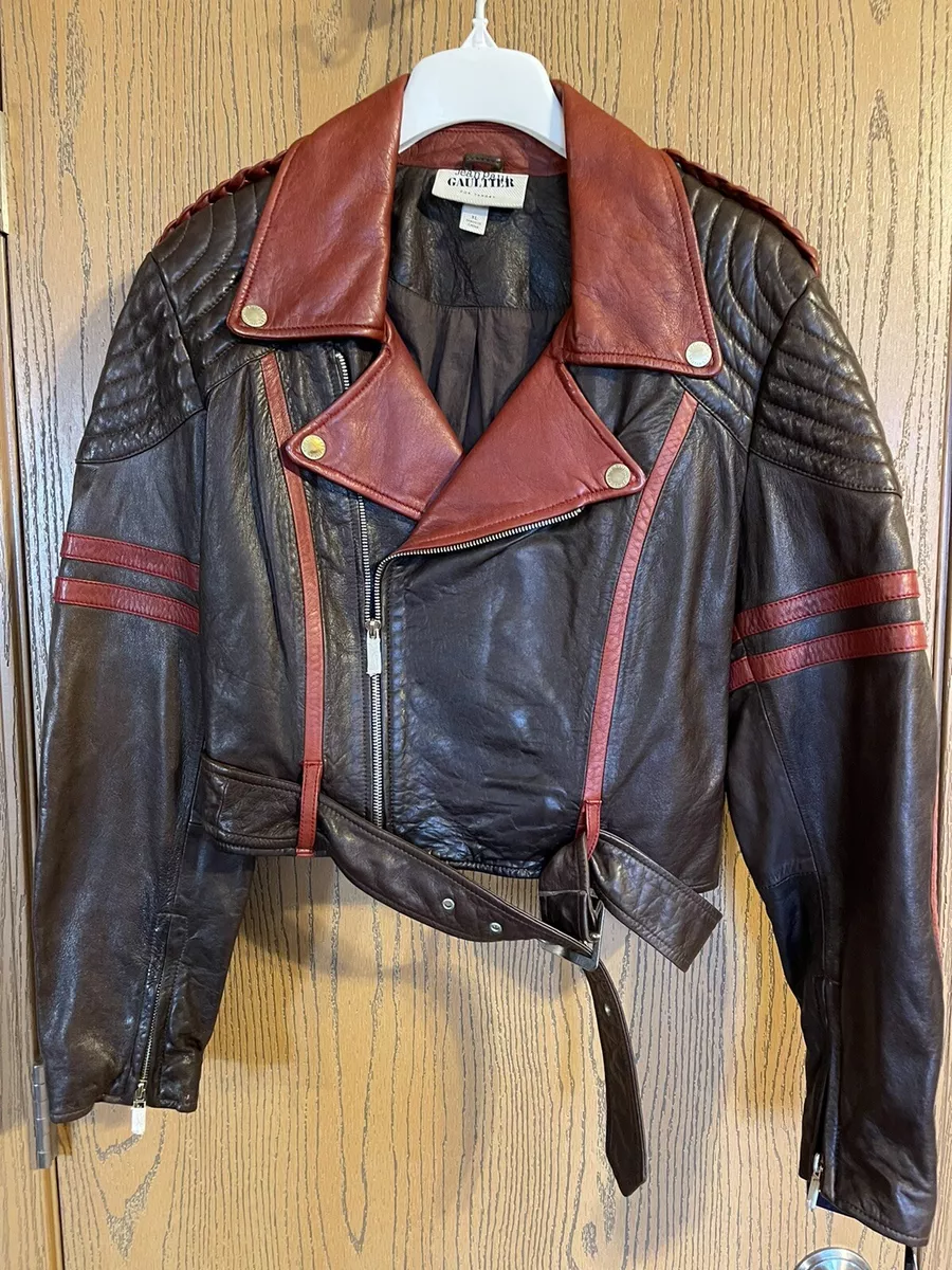 Jean Paul Gaultier For Target Leather Jacket Brown Red Size XL Juniors NWT