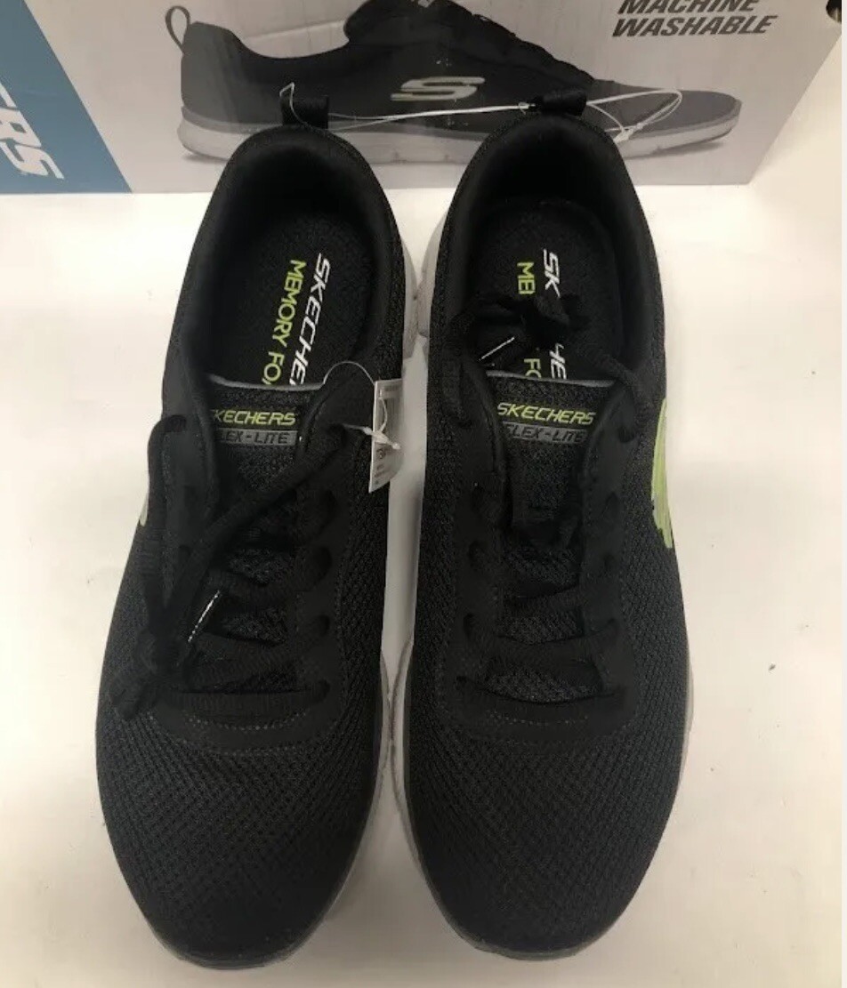 NEW Skechers Mens 8.5 Flex Light Black Mesh Tennis Shoes with Memory