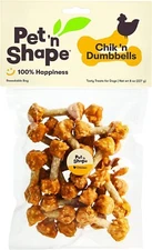 Pet 'n Shape Chik 'n Rice Dumbbells - All Natural Dog Treats, Chicken, 8 oz, 104