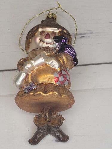 Vintage SUMMIT SCARECROW CHRISTMAS ORNAMENT Blown Glass DANGLING FEET - Picture 1 of 2