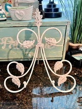 VTG Distress Wrought Iron Large Display Easel Holder Cookbook Stand Shabby Chic