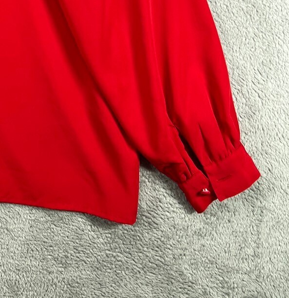 SAINT LAURENT Camicia vintage YVES St Clair donna 10 rossa setosa blusa manica lunga con bottoni